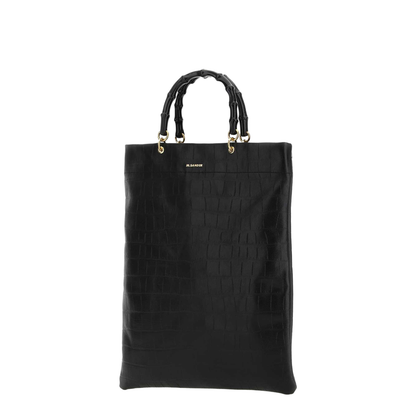 Black Leather Medium Shopping Bag