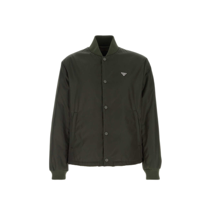 Bottle Green Nylon Bomber Jacket