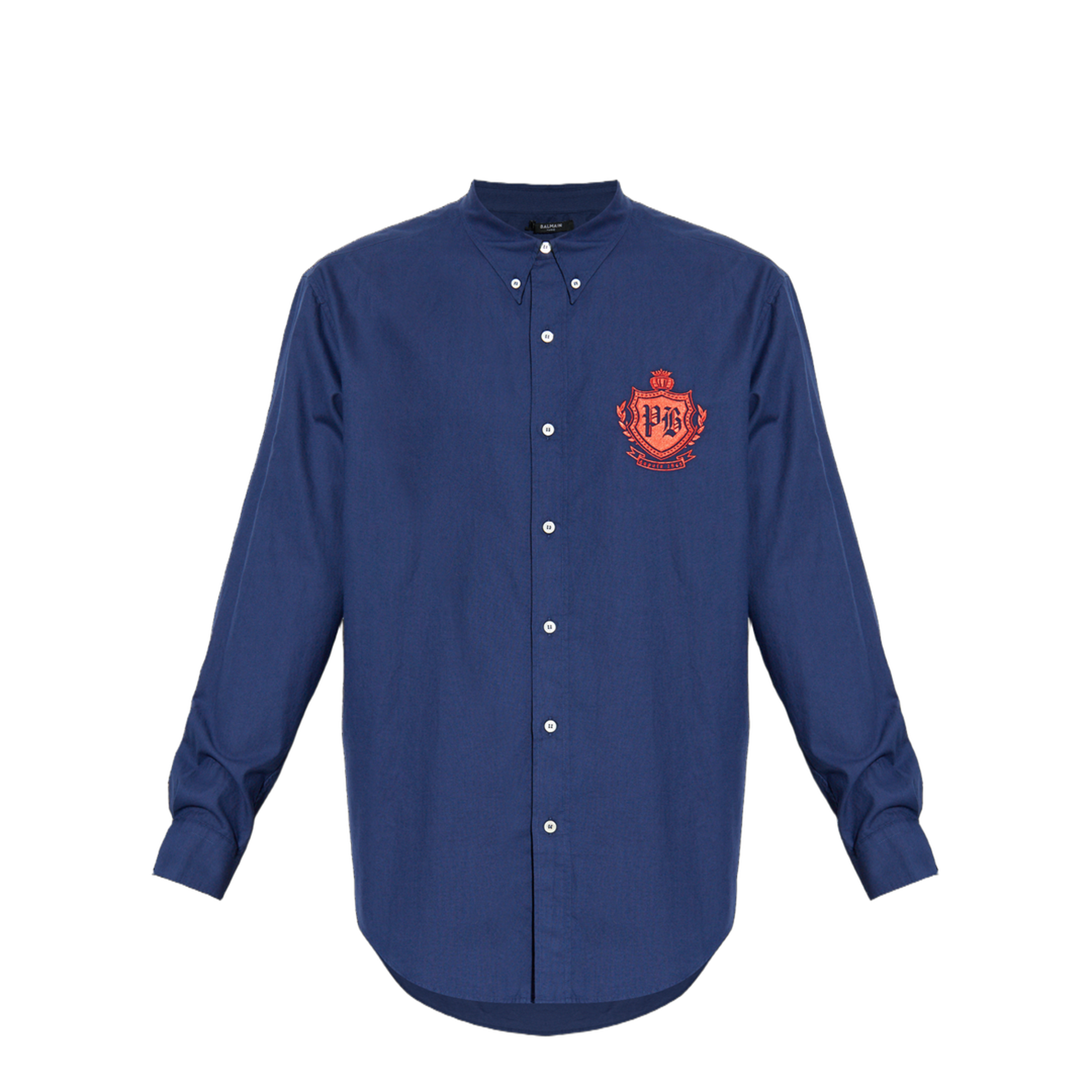 College Emblem Shirt in Oxford Cotton Blue