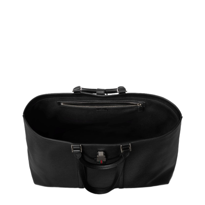 Maxi Leather Tote Bag With Web - Black