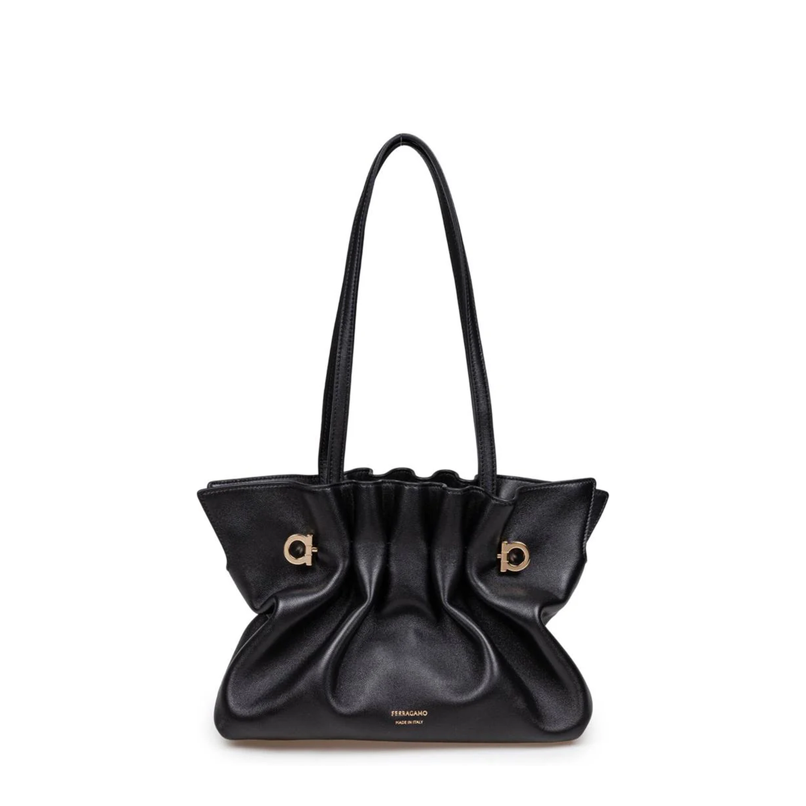 Soft Shoulder Bag in Black Nappa