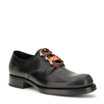 MAYFEYR - Prada - Distressed Leather Lace-Up Shoes - 2EF056FX0013ZQE