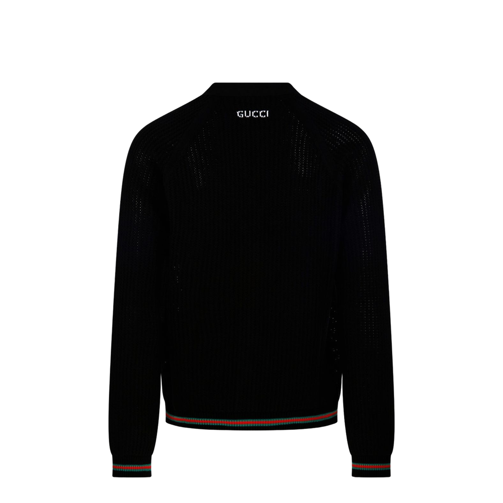 Cotton Knit Cardigan with Web in Black