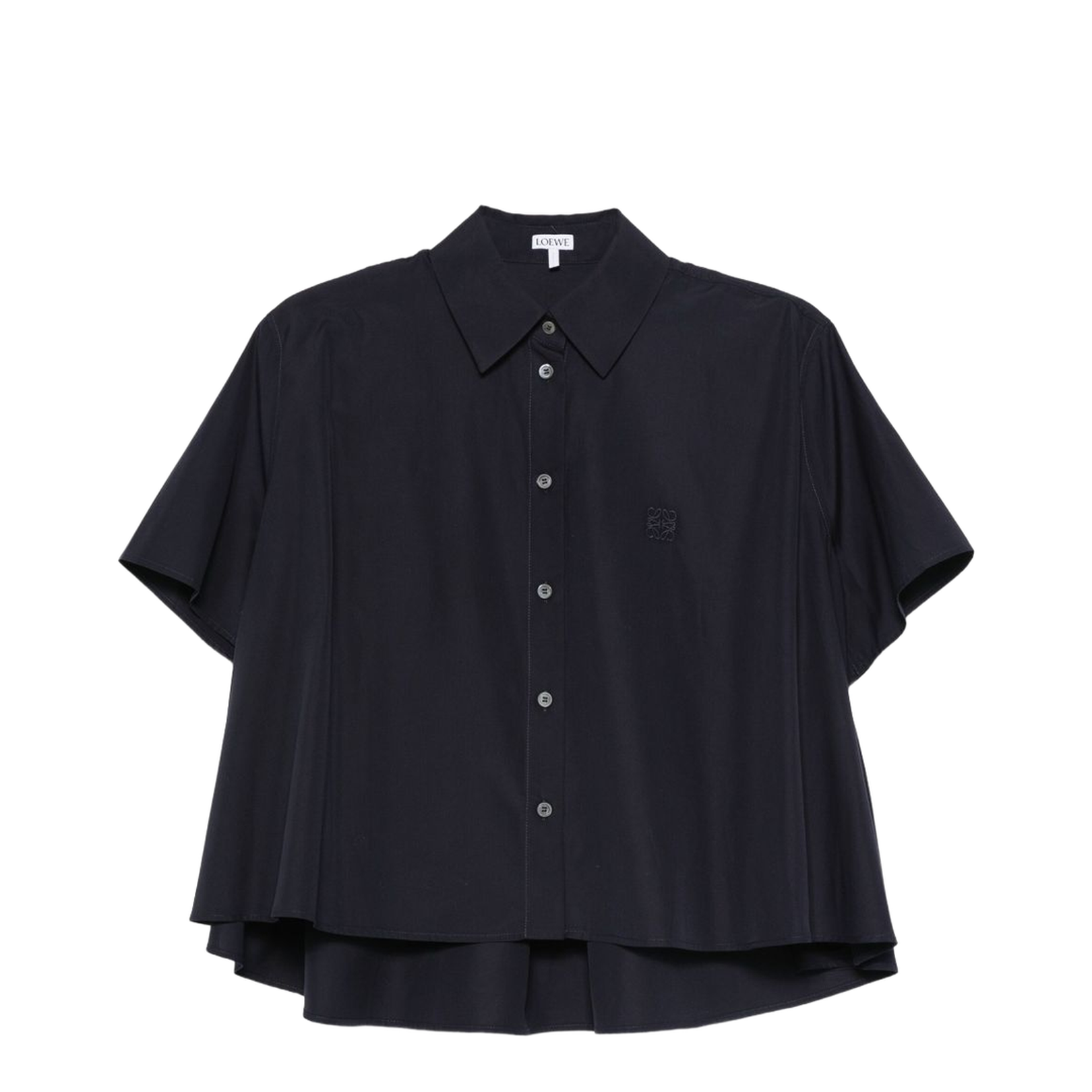 Short Sleeve Trapeze Shirt in Cotton Blue