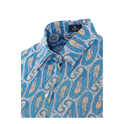 Paisley Print Button Shirt Blue