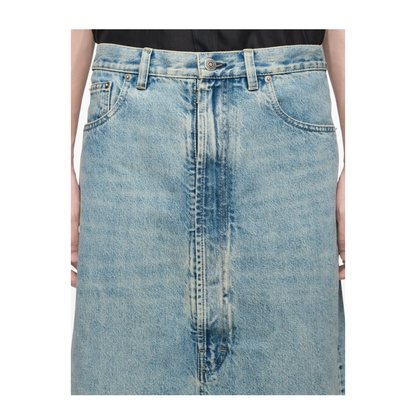 Low-crotch denim bermuda shorts in ice blue