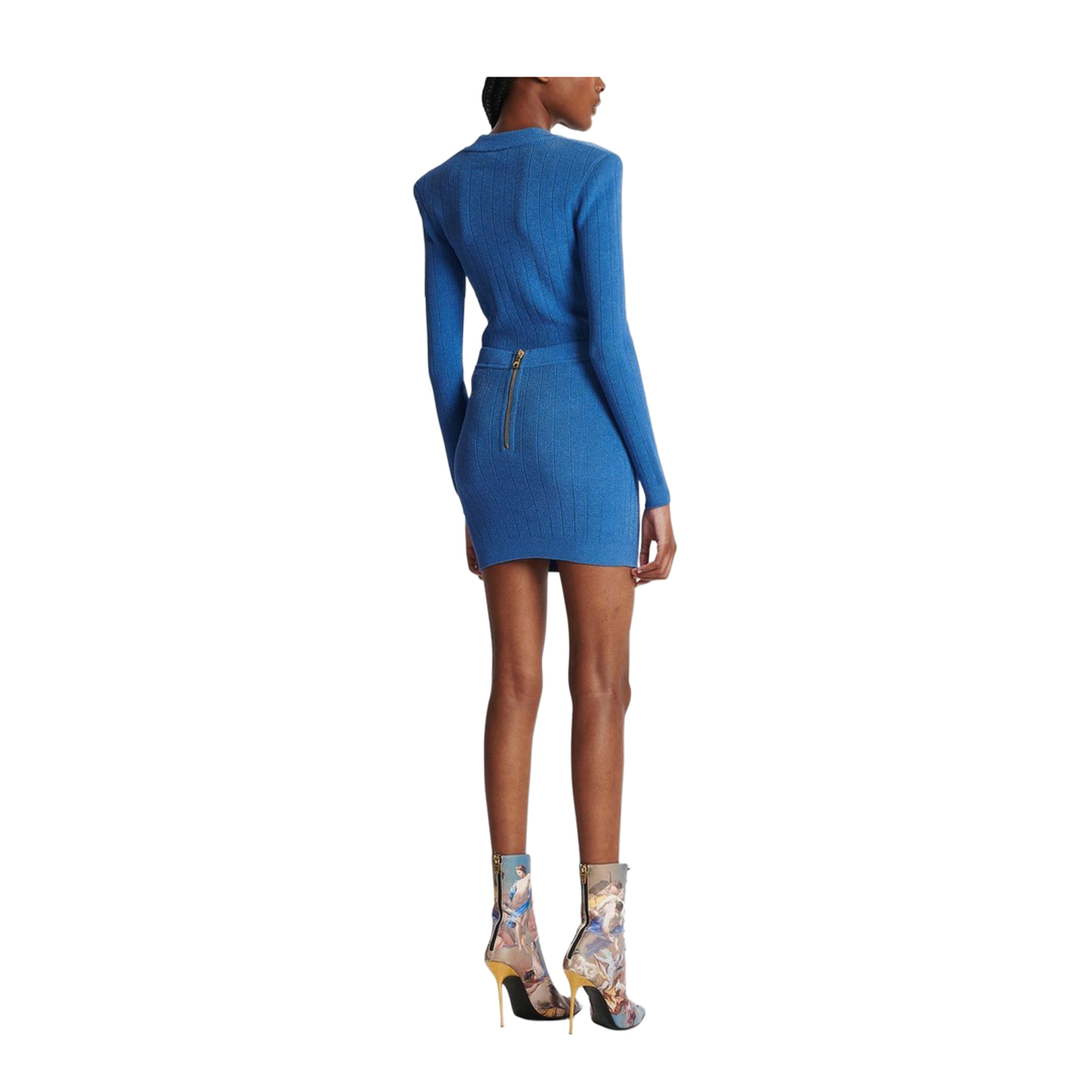 Buttoned Short Knit Pencil Skirt