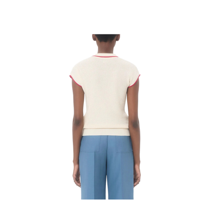 Ribbed Knitted Top White