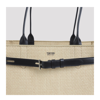 MAYFEYR - Tom Ford - Natural Black Raffia Smooth Calf Tote Bag - L1809TRA005PJNA