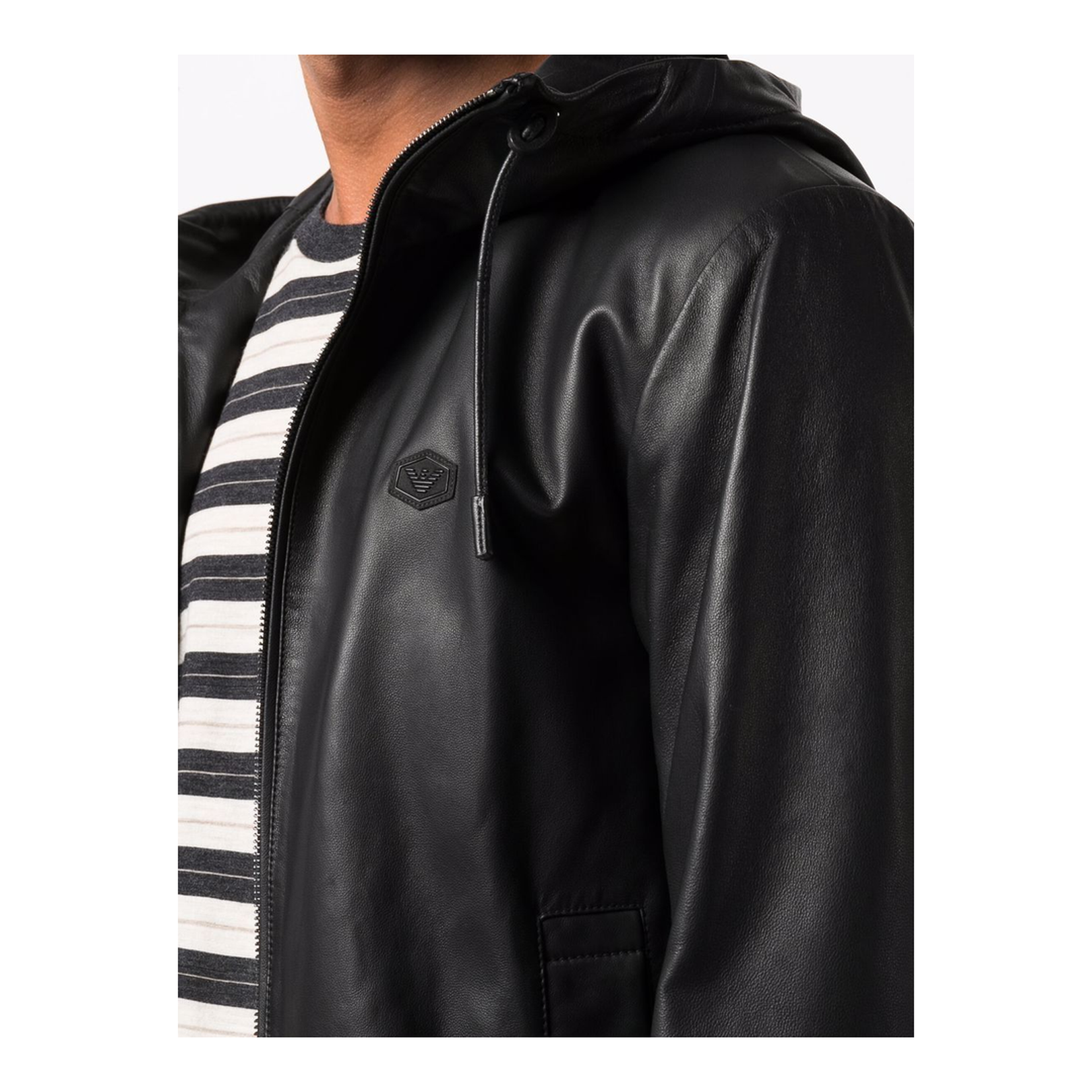 Black Lambskin Hooded Jacket