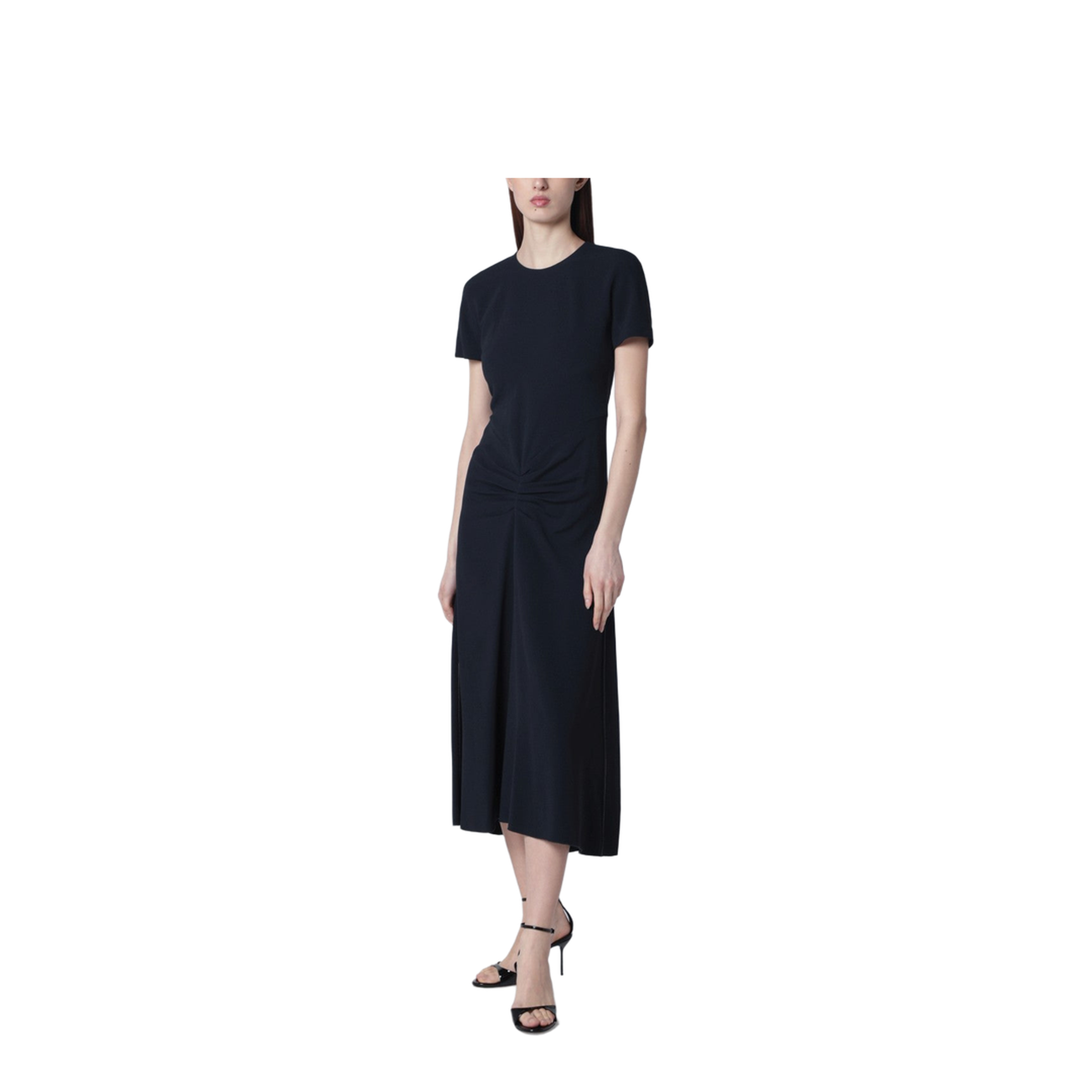 Blaire Dress with Gathered Waist in Navy Blue