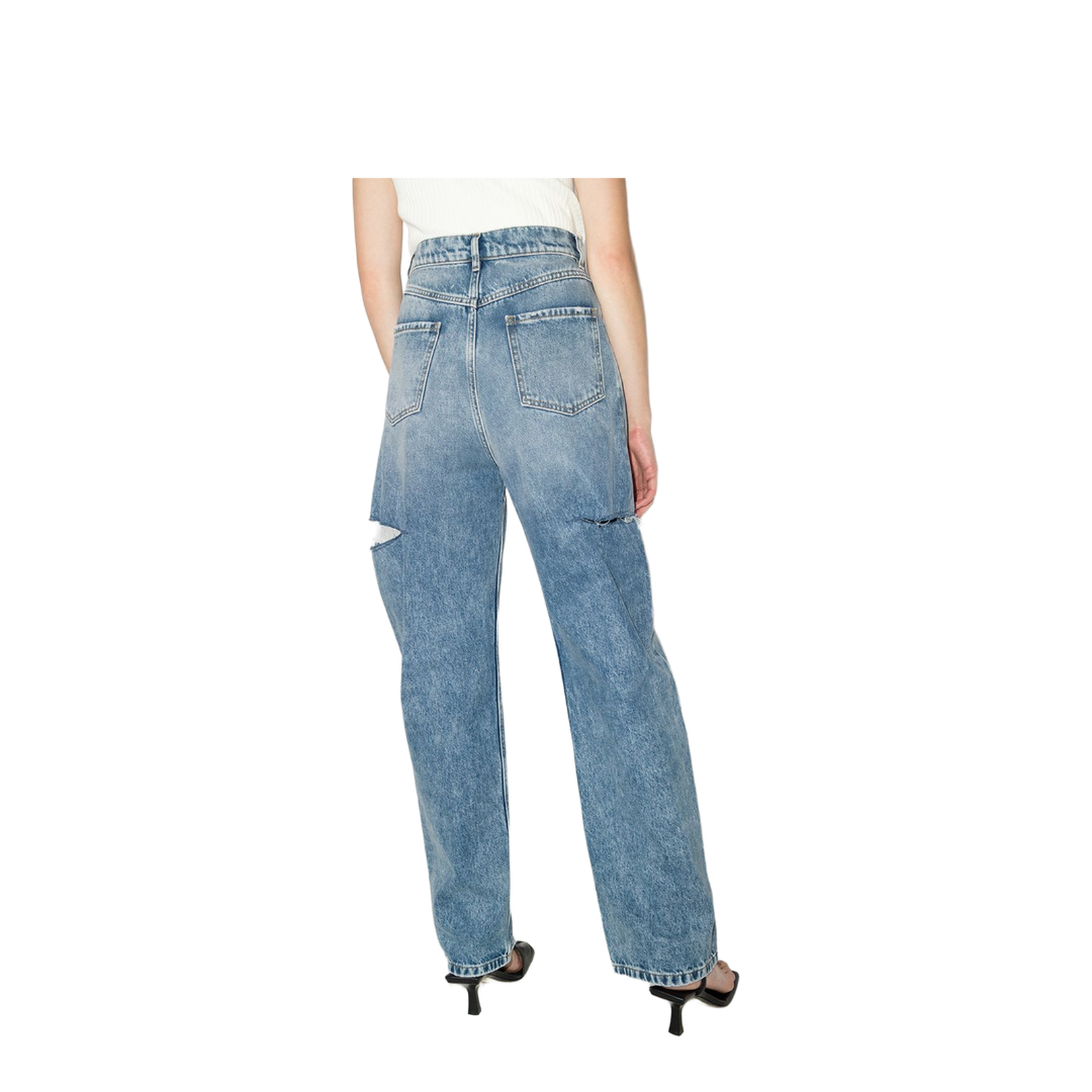 Denim Jeans with Slash Details