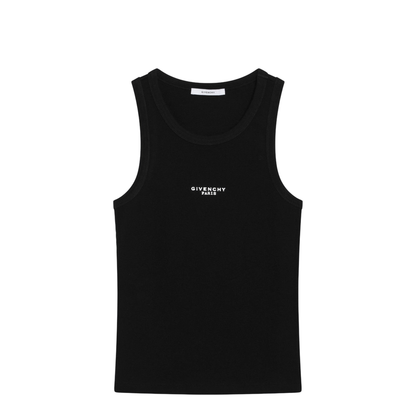 Black Slim-Cut Tank Top with Logo