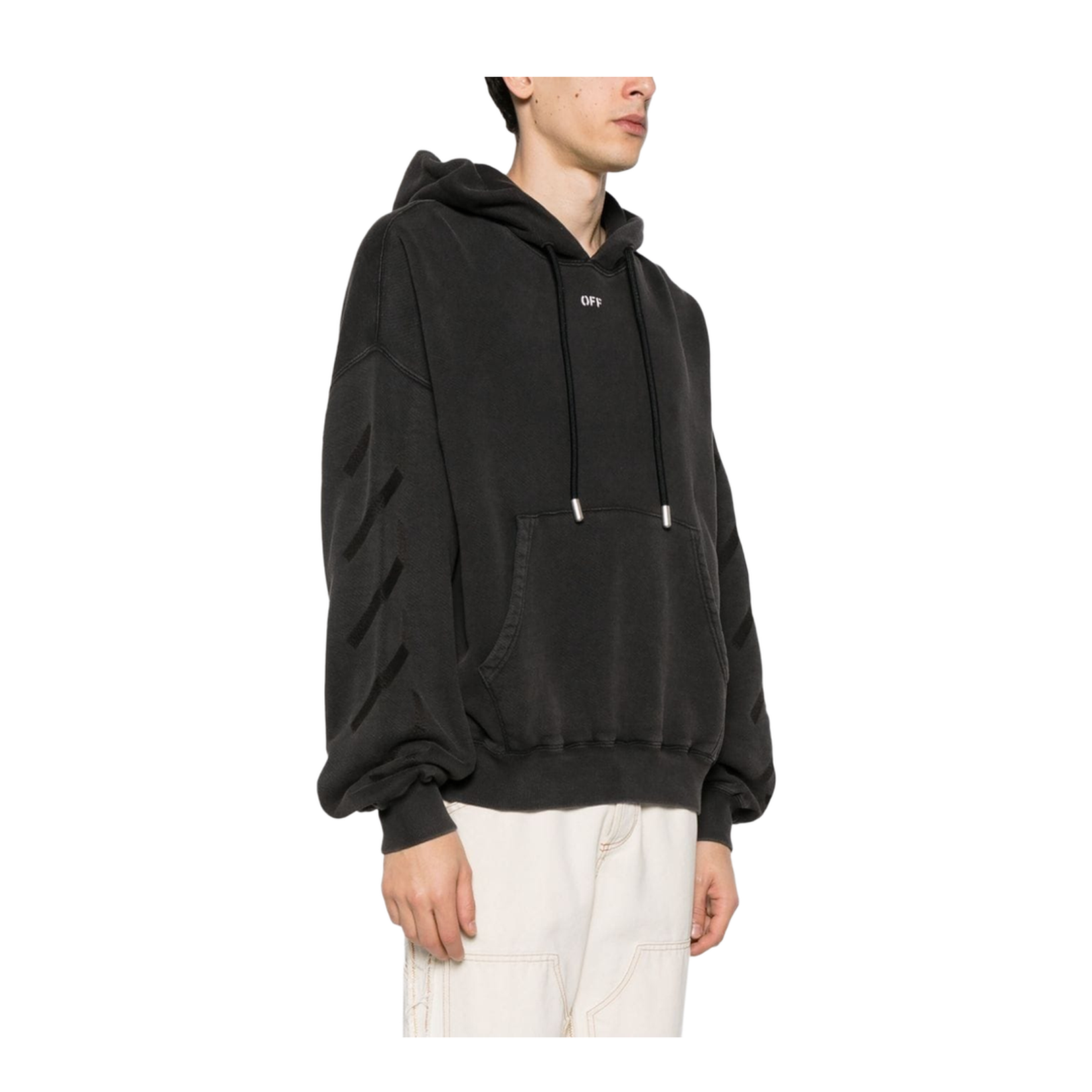Black Cotton Jersey Logo Hoodie