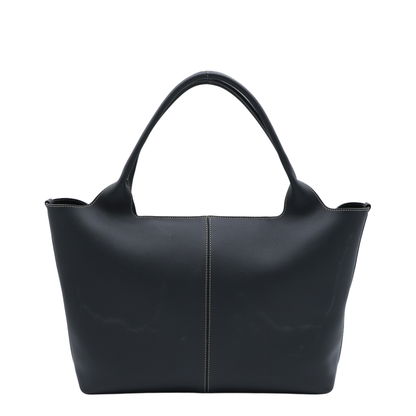 Medium Small Calfskin Shopping Bag - Black