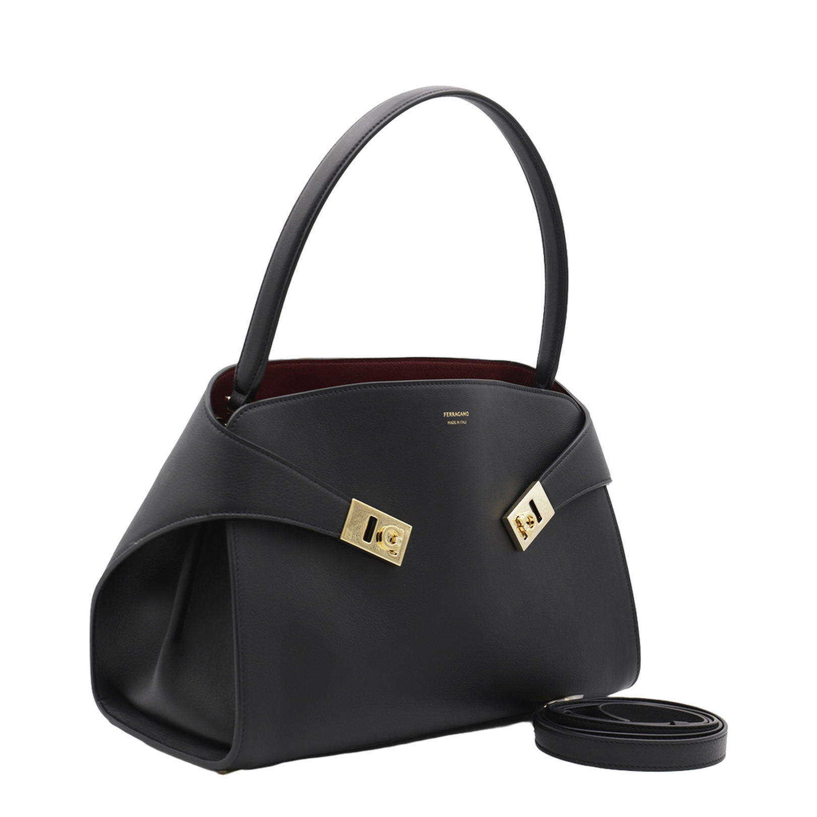 Black Leather Top Handle Bag