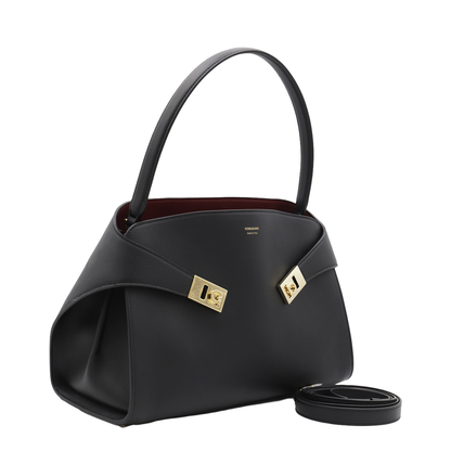 Black Leather Top Handle Bag