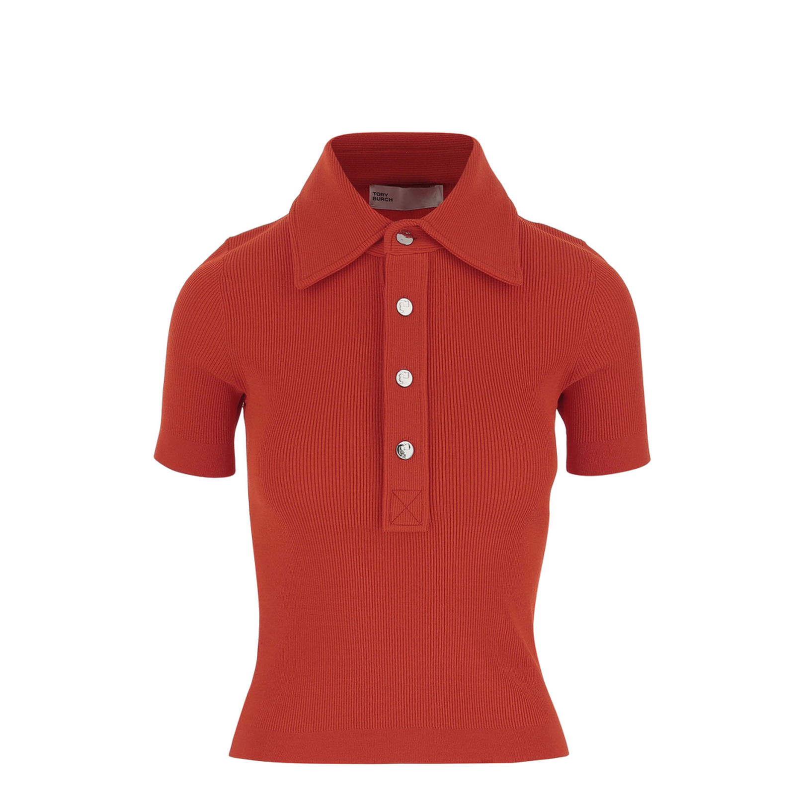 Coral Red Viscose Blend Polo Shirt