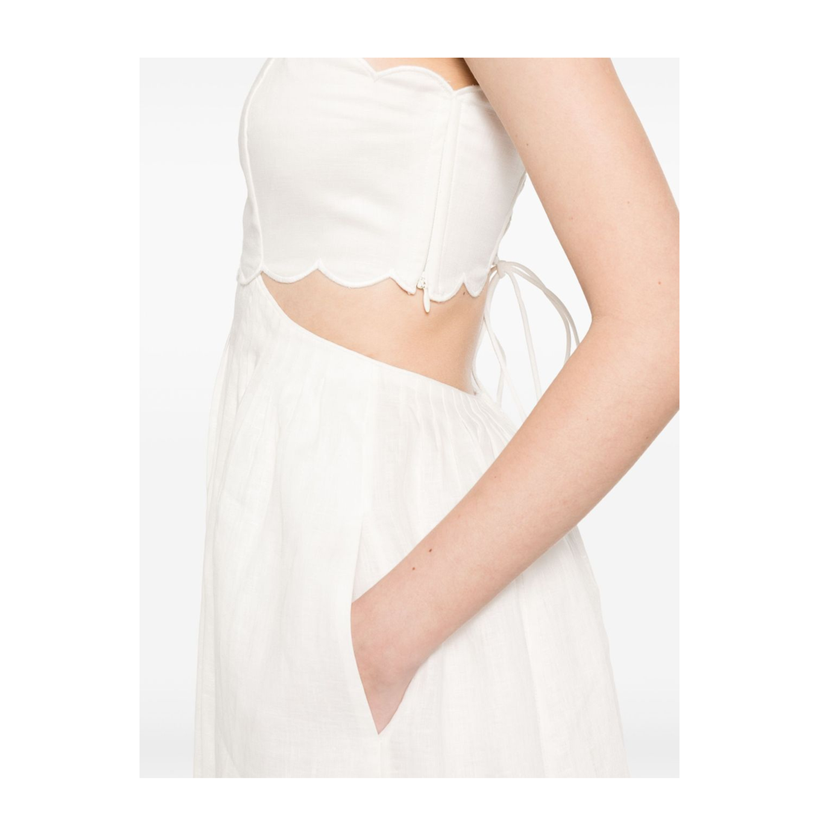 White Rhiannon Scallop Midi Dress
