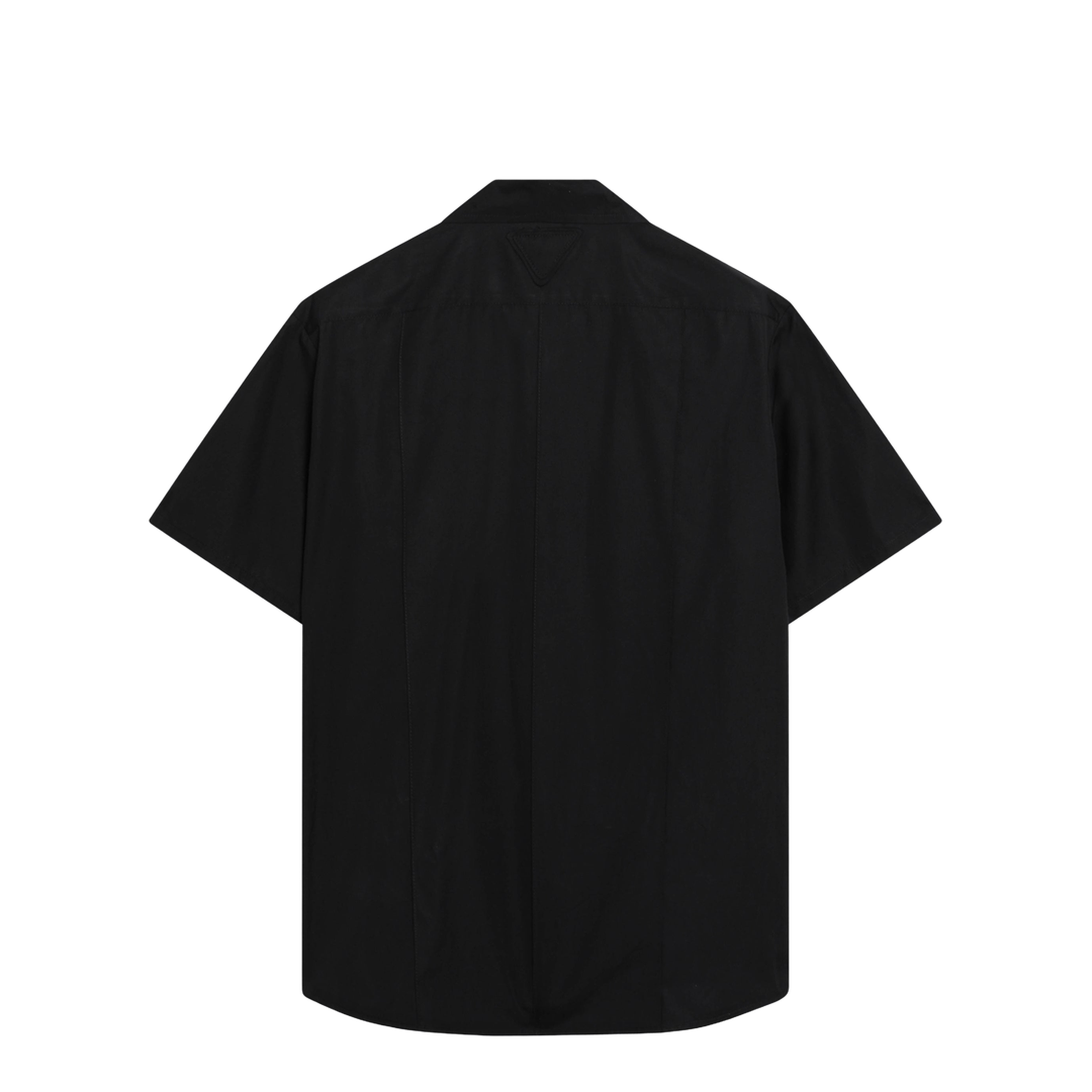 Black Poplin Short-Sleeve Shirt