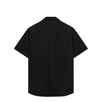 Black Poplin Short-Sleeve Shirt