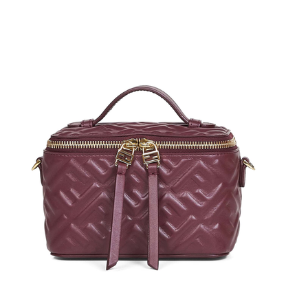 Vanity Satchel Bag Leather Red