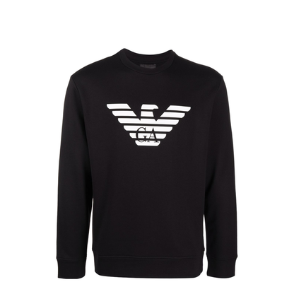 Black Cotton-Modal Blend Logo Print Sweatshirt