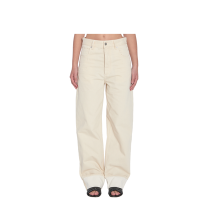 Colored Turned Up Jeans in Pale Meringue