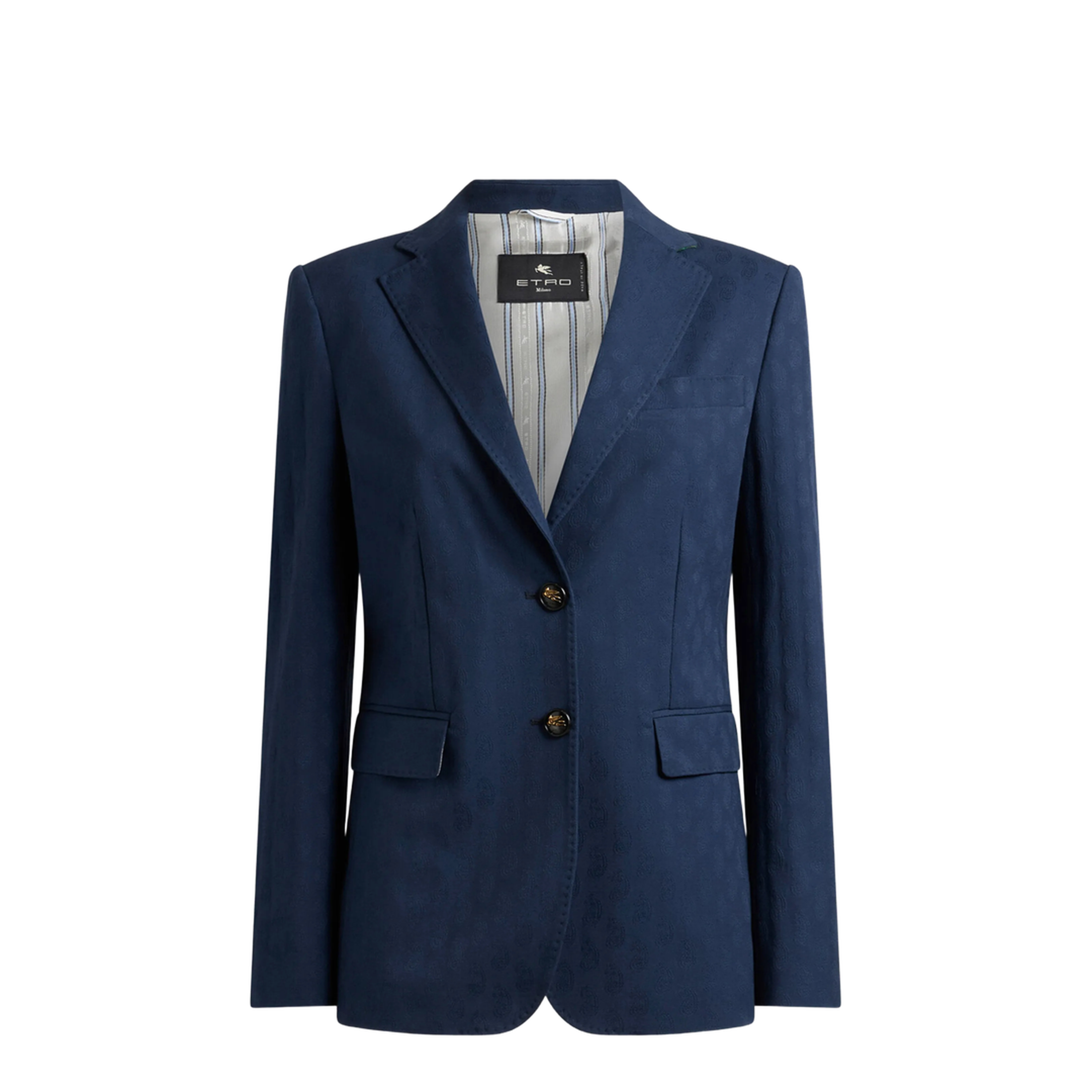 Stretch Cotton Jacquard Jacket - Blue