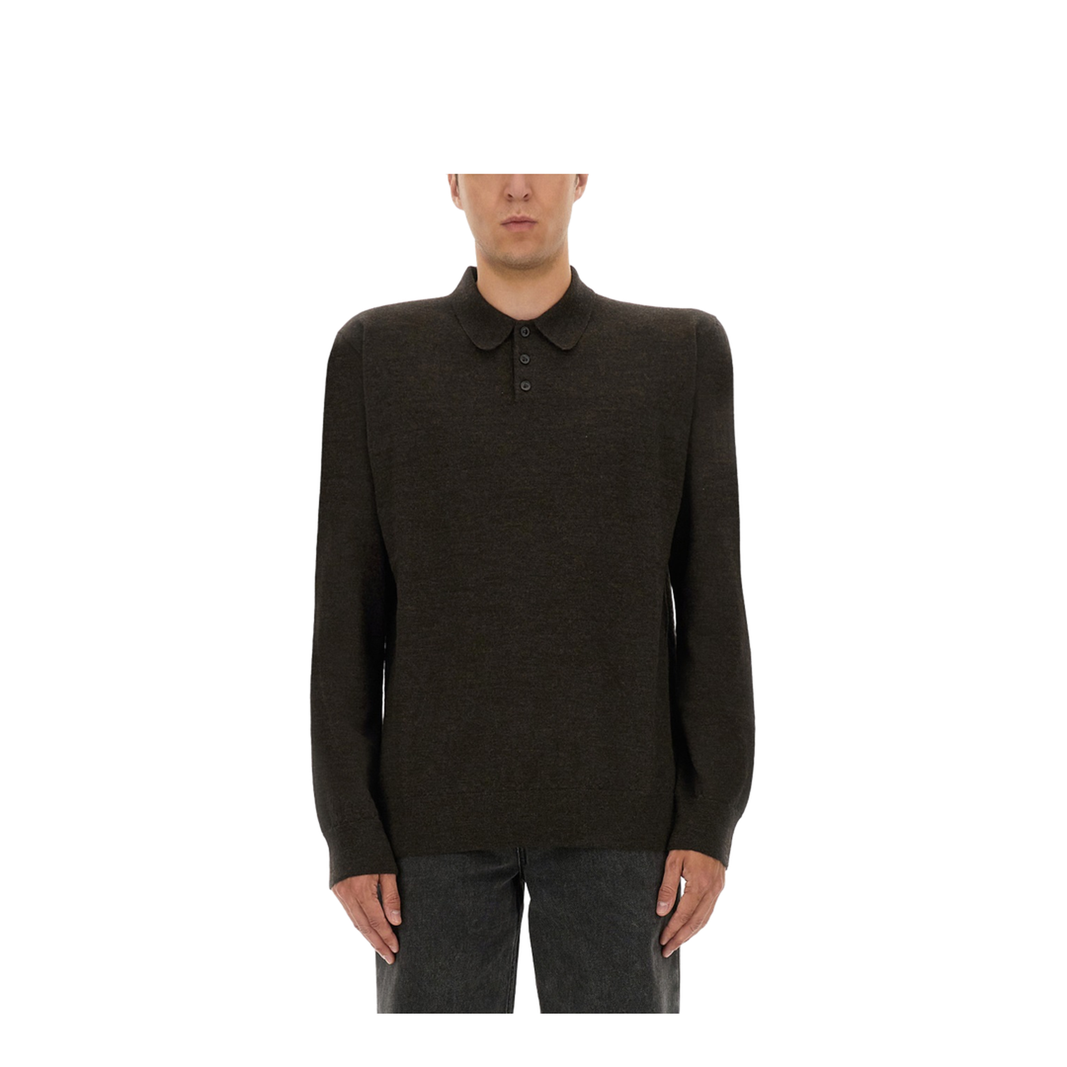 Wool Polo Shirt - Brown