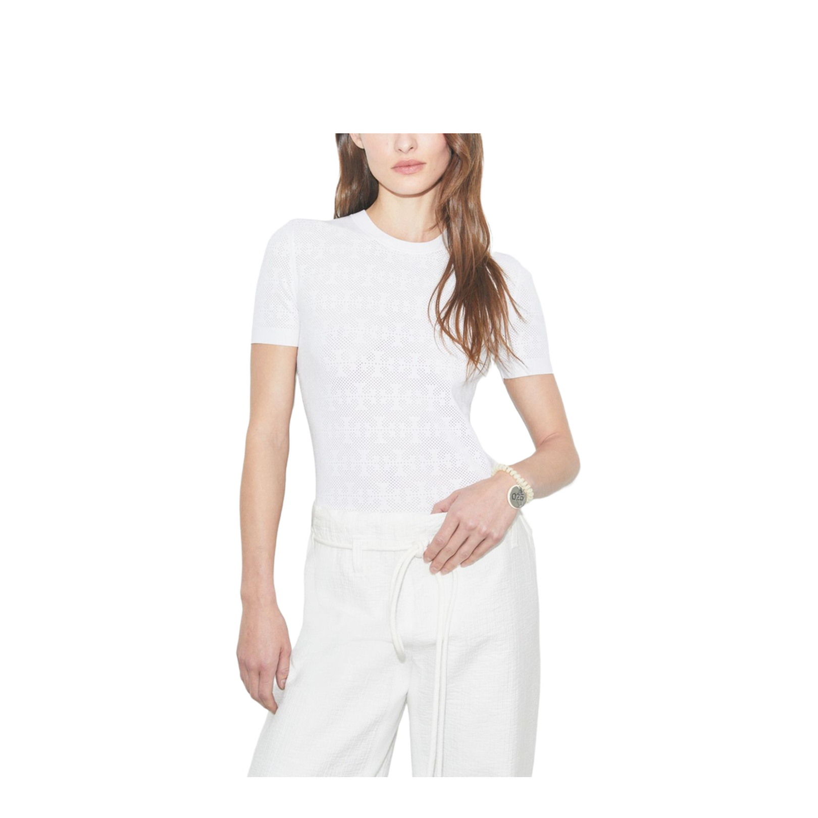 White viscose blend top