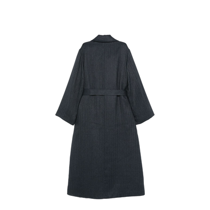 Blue Striped Pattern Belted Waist Jacket
