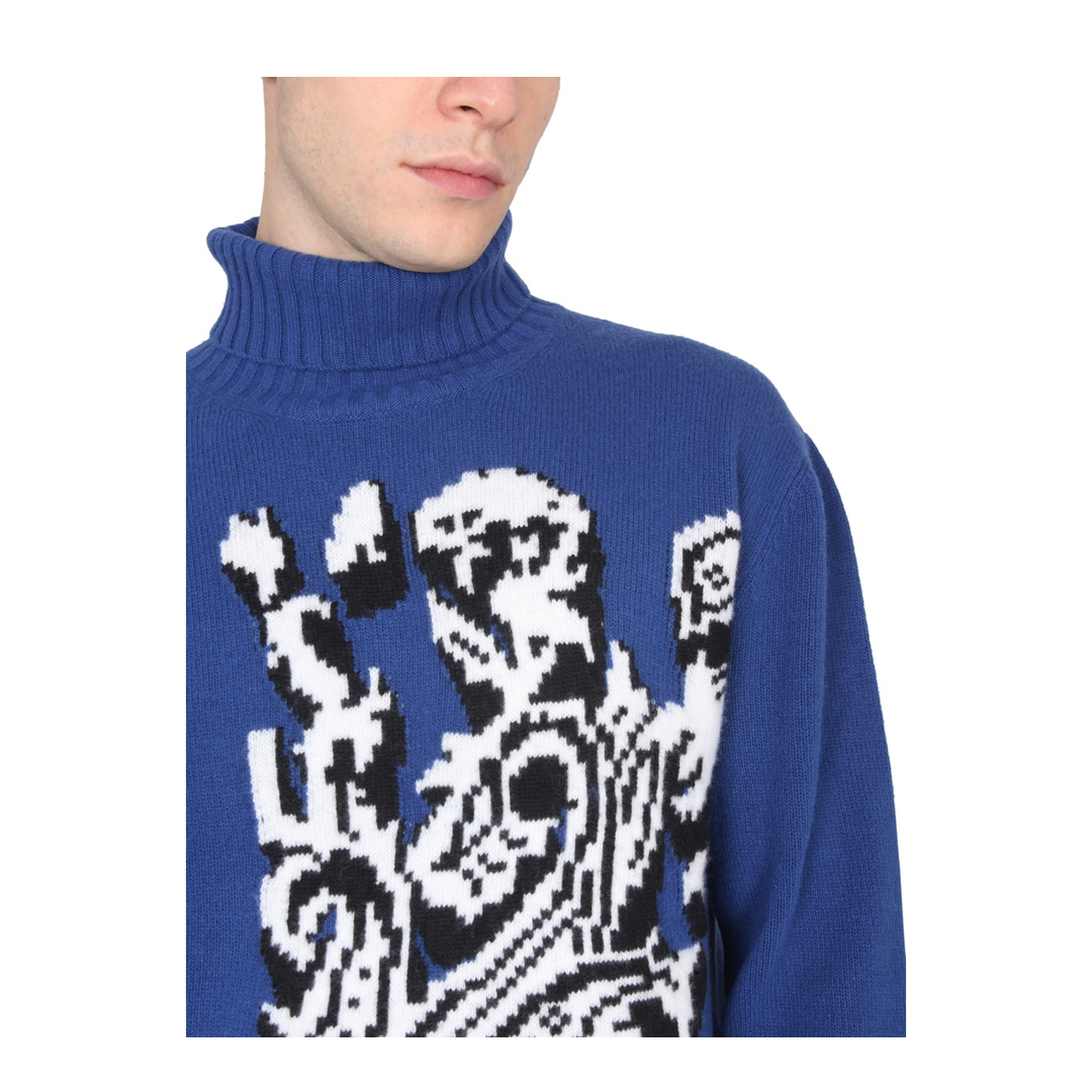 Inlaid Jacquard Turtleneck Sweater