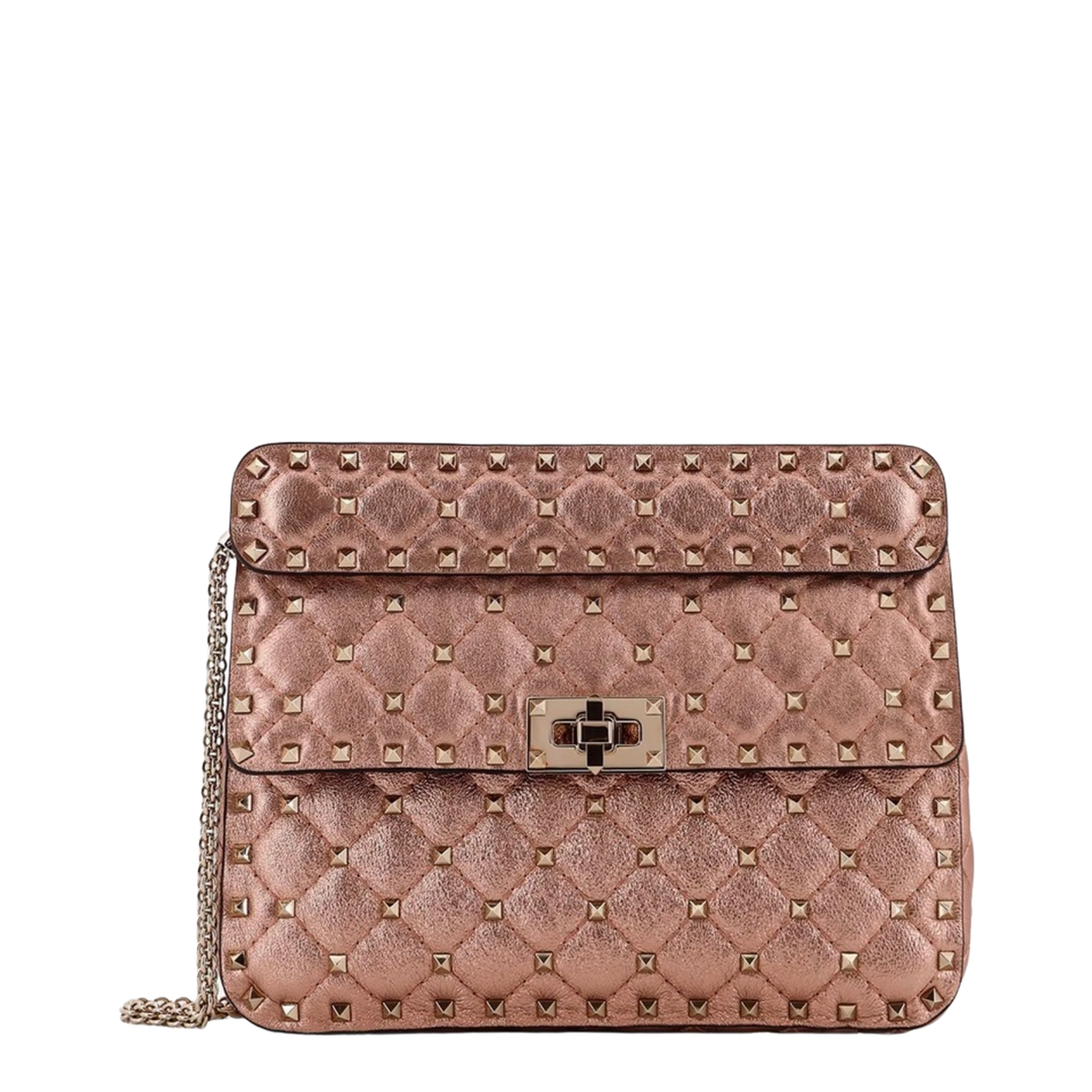 Medium Shoulder Bag Rockstud Spike Nappa Laminata Platinum Studs