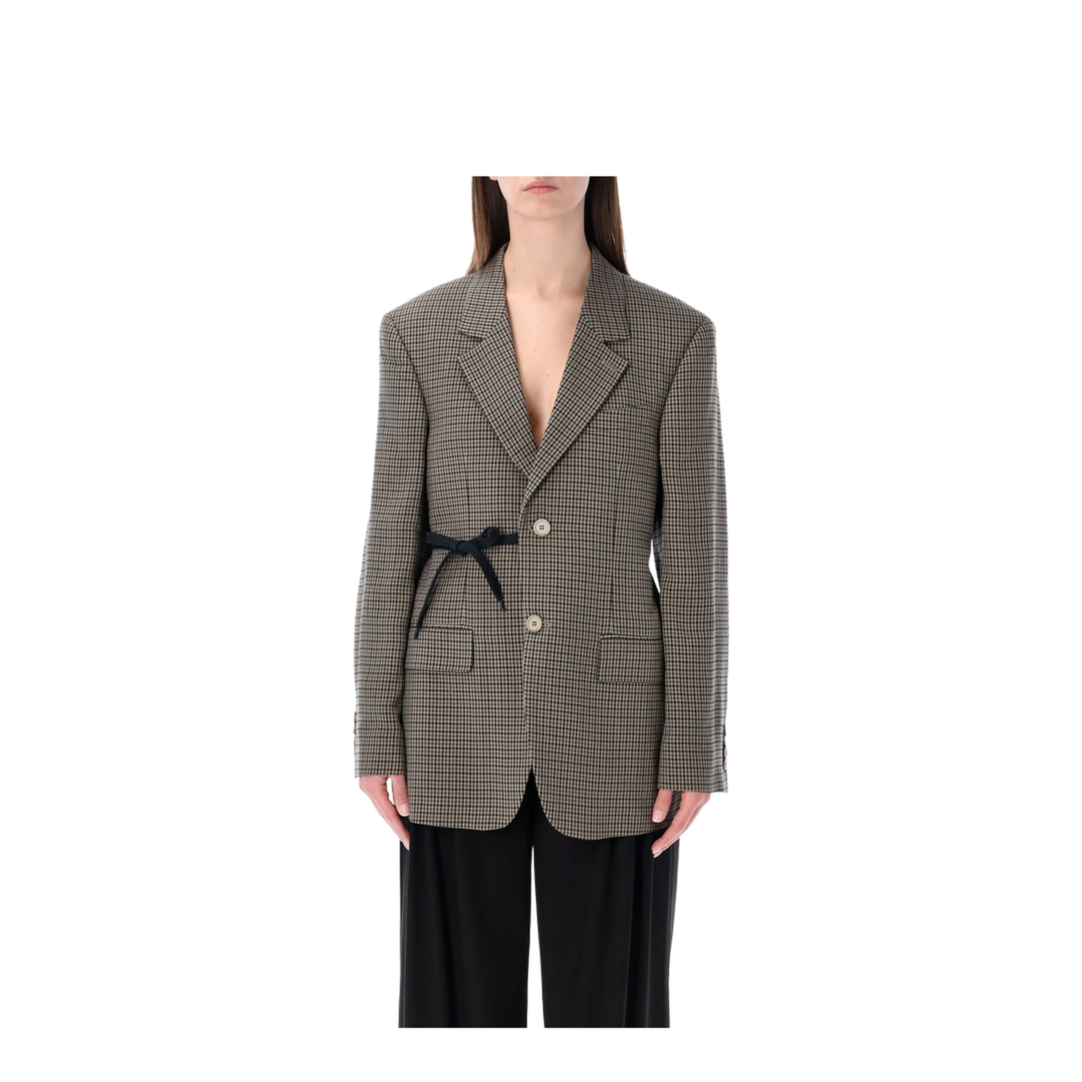 Wrap Tailored Jacket in Khaki/Brown