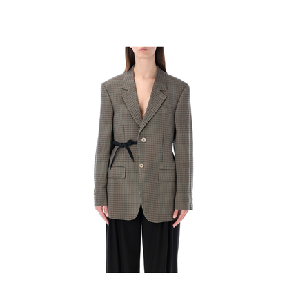 Wrap Tailored Jacket in Khaki/Brown
