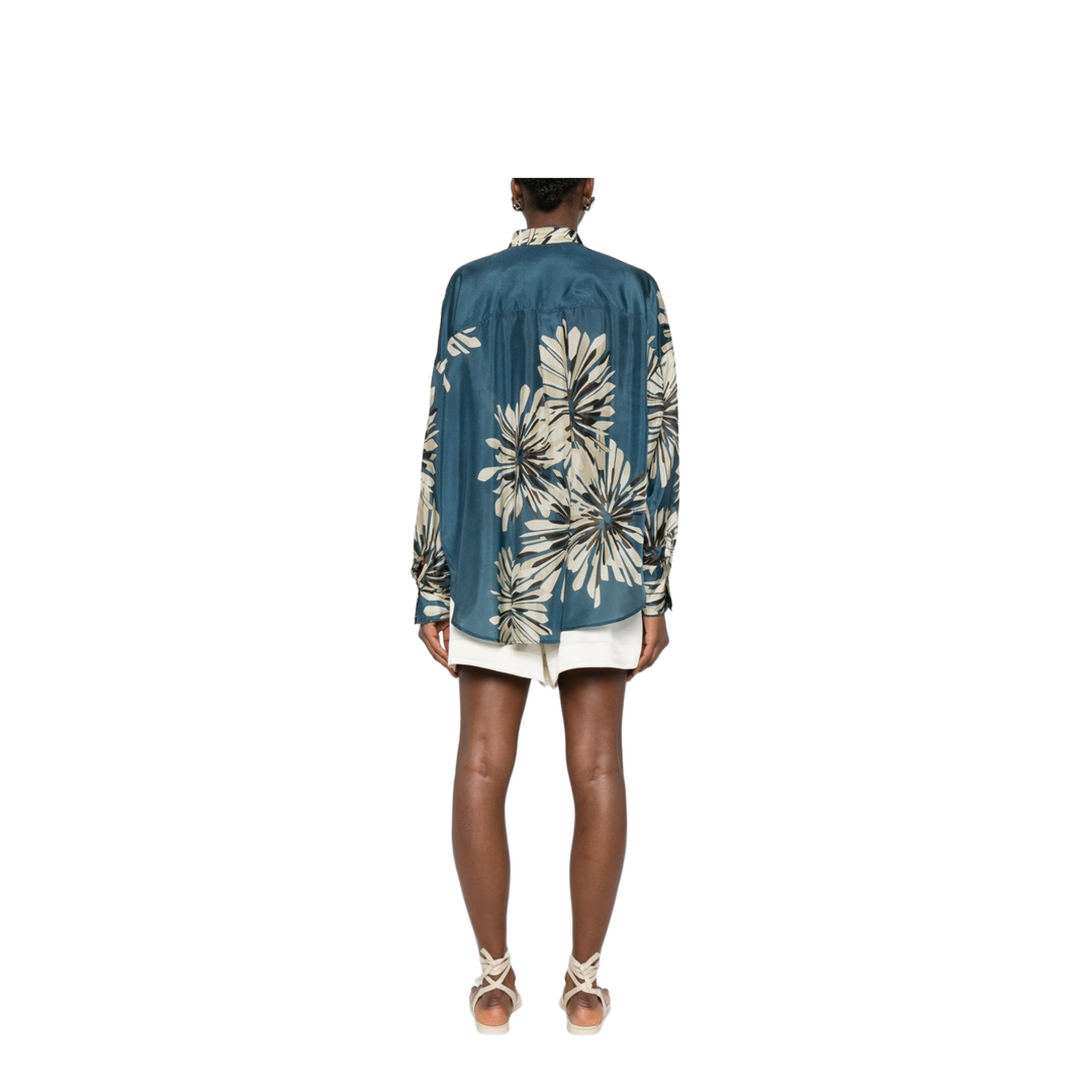 Women's Printed Silk Shirt Blue