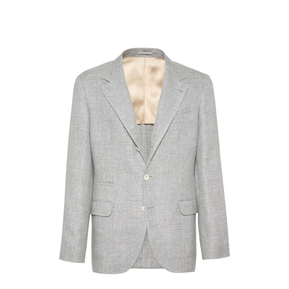 Linen and Cotton Suit-Type Jacket in Light Grey