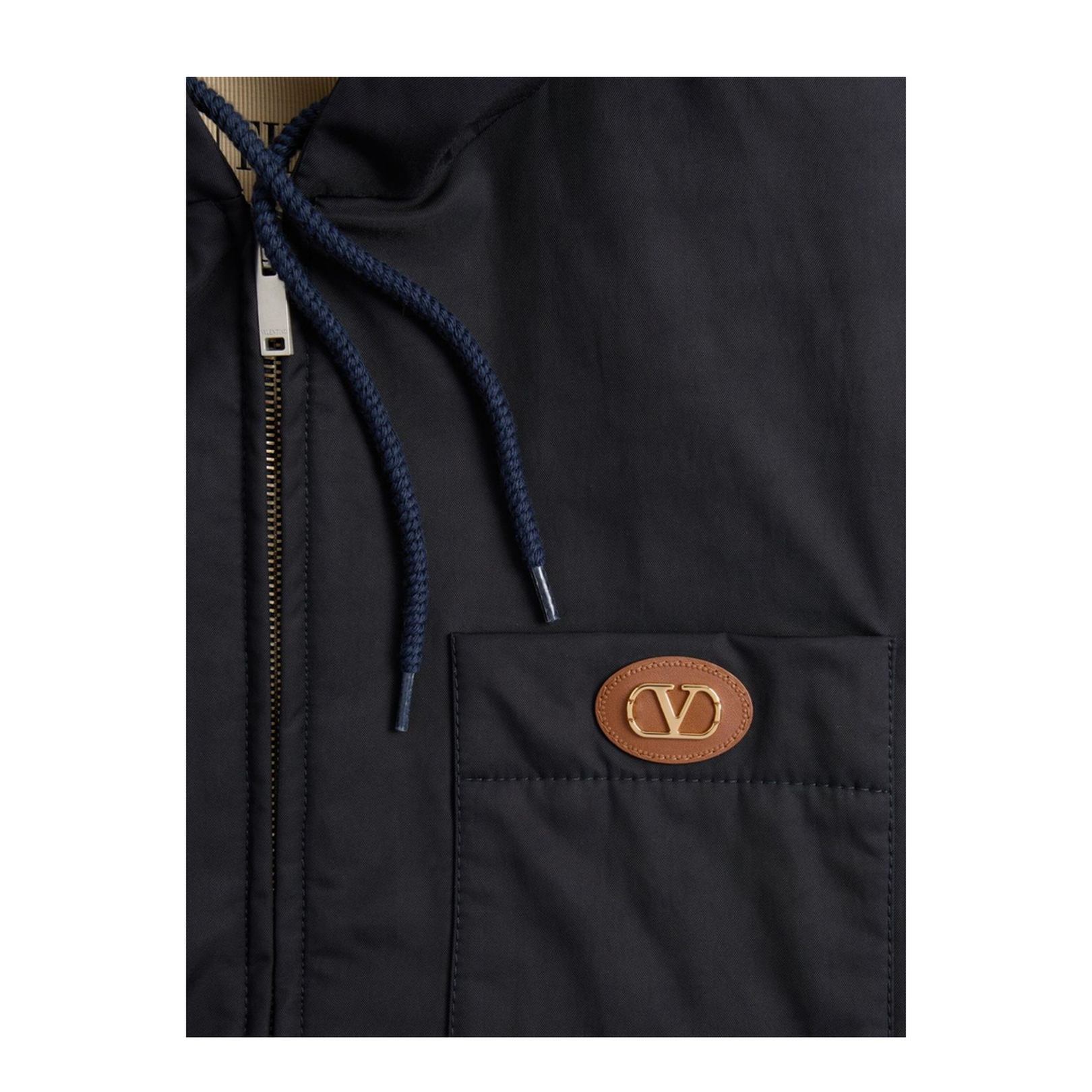Nylon Hooded Jacket With Vlogo Patch