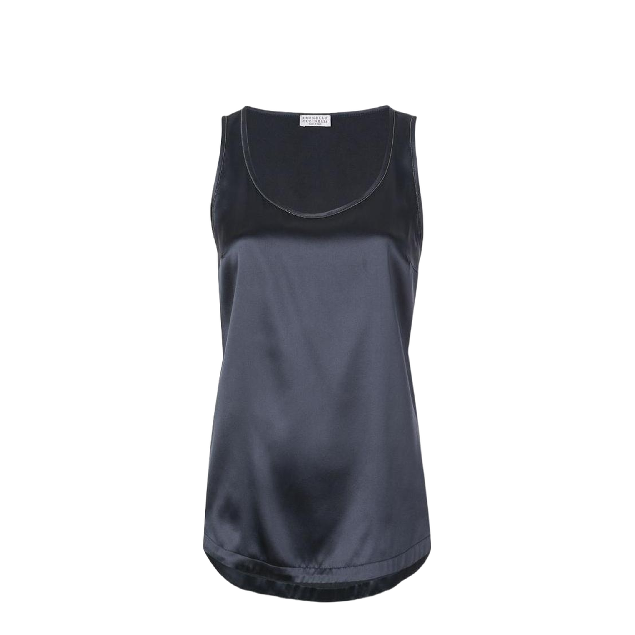 Navy Blue Stretch Silk Top