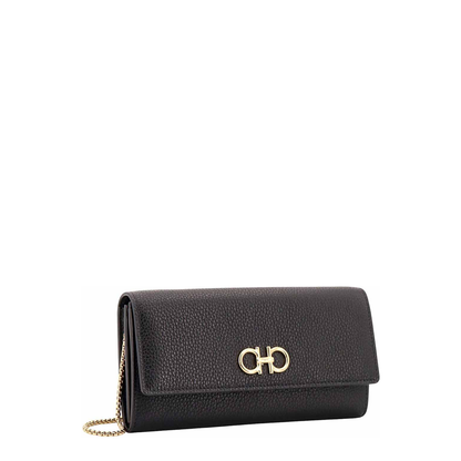 Leather Wallet with Iconic Gancini Detail
