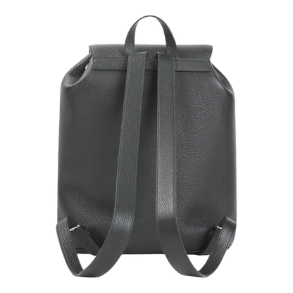 Large Backpack Folco in Grained Calfskin - Night Green