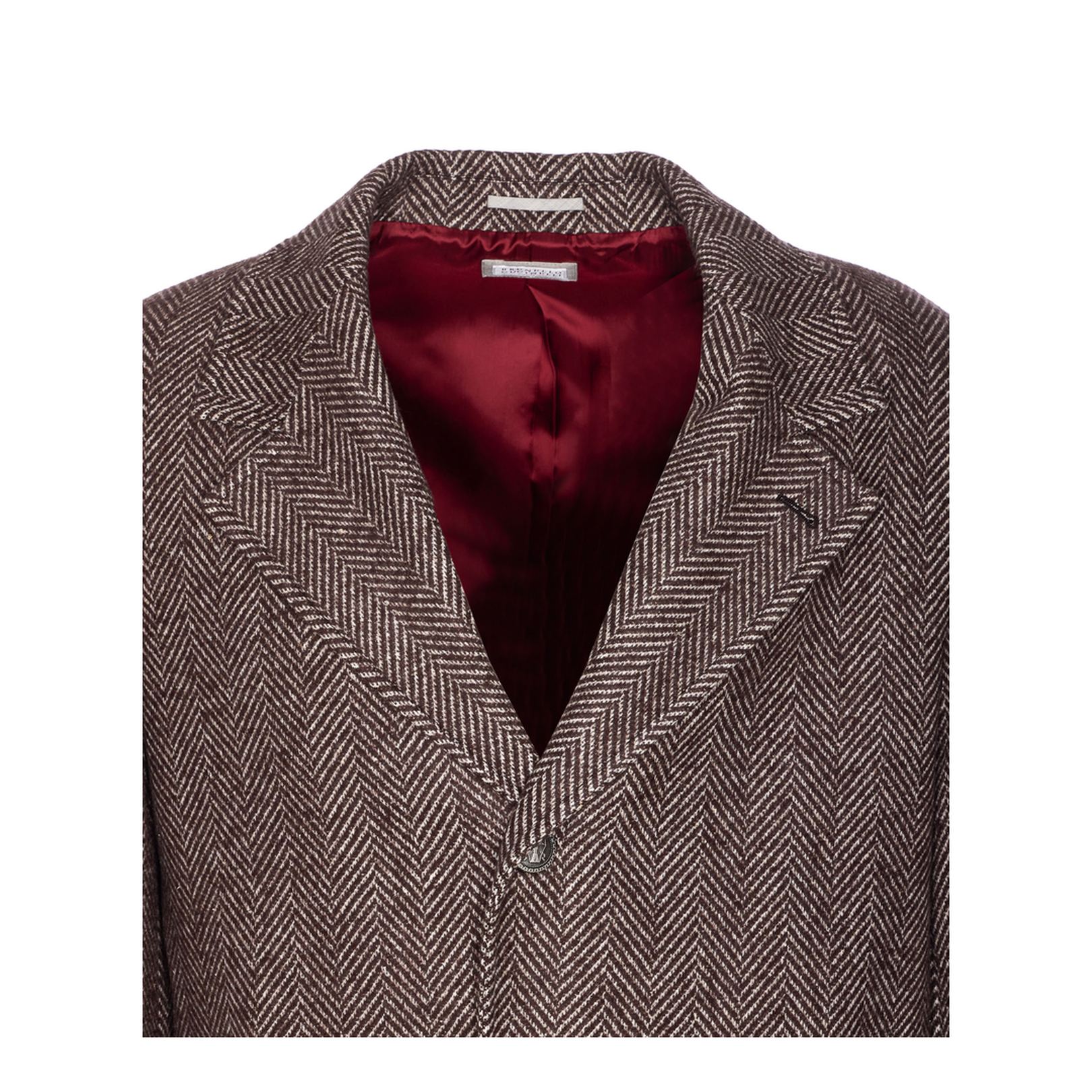 Beige Coat with Frontal Logo Buttons Closure