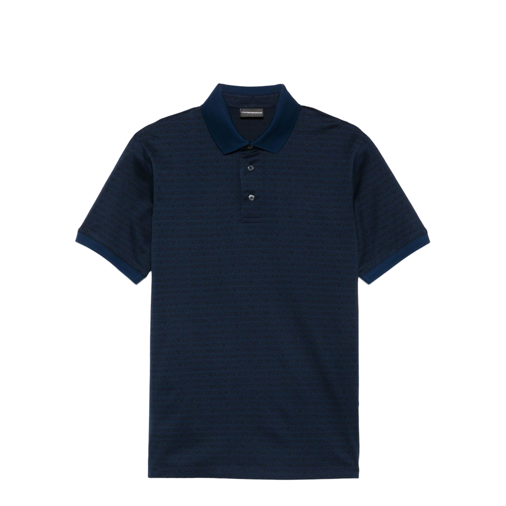 Jersey Polo Shirt with All-Over Jacquard Lettering