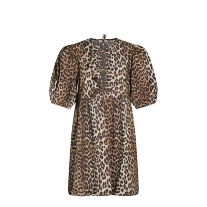Printed Tie String Poplin Mini Dress