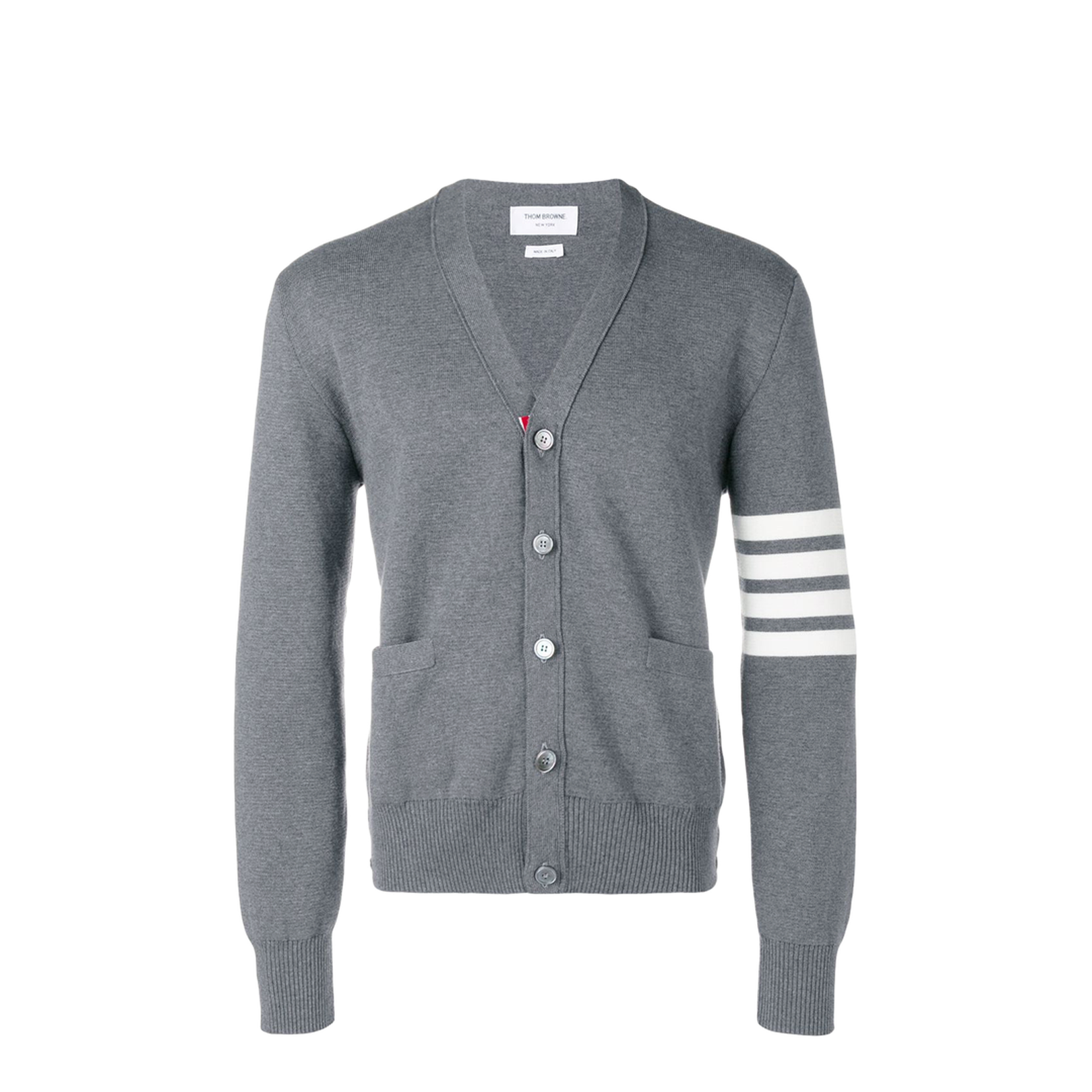 Grey Cotton 4-Bar Milano Stitch Cardigan