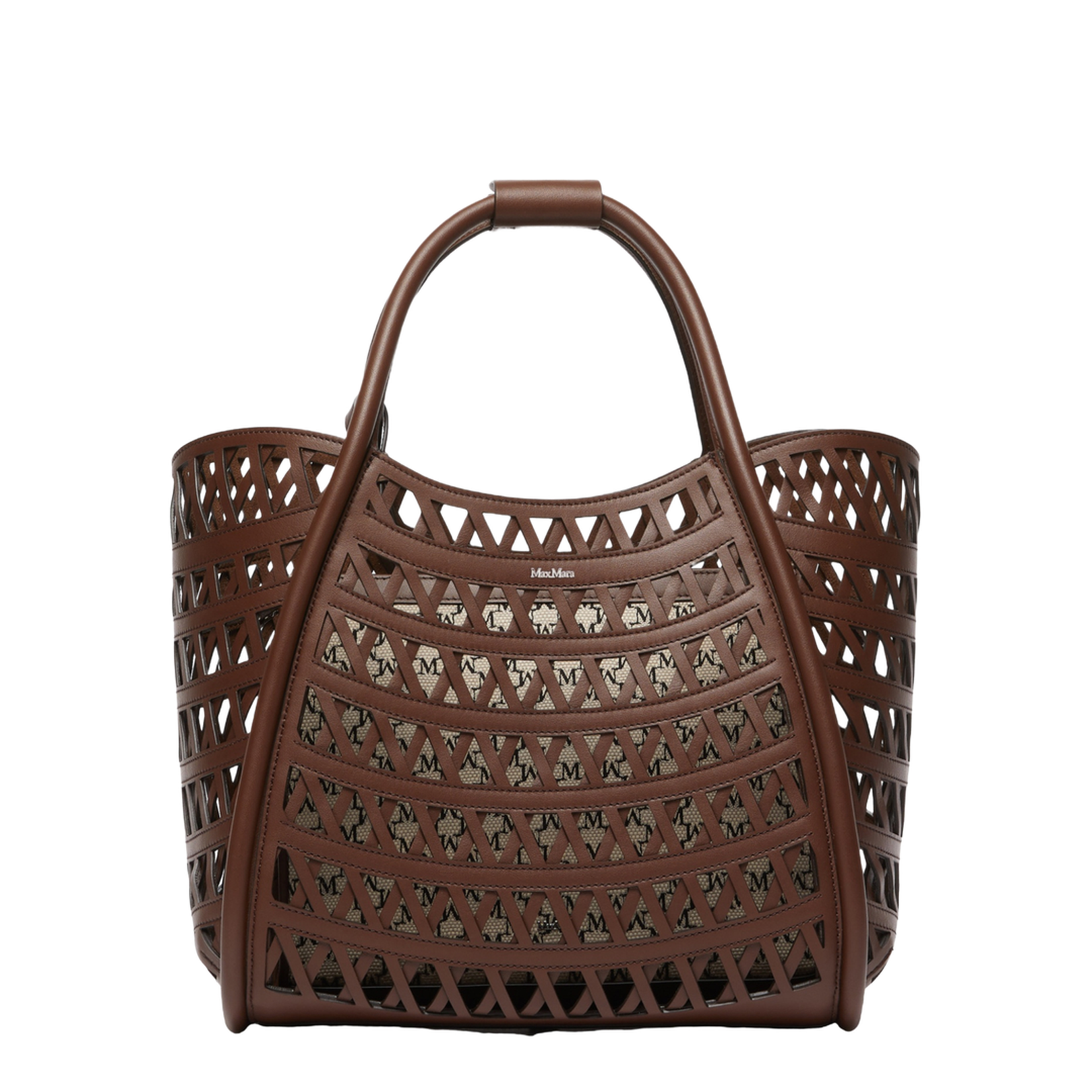 Woven Leather Small Marine Bag Dark Brown