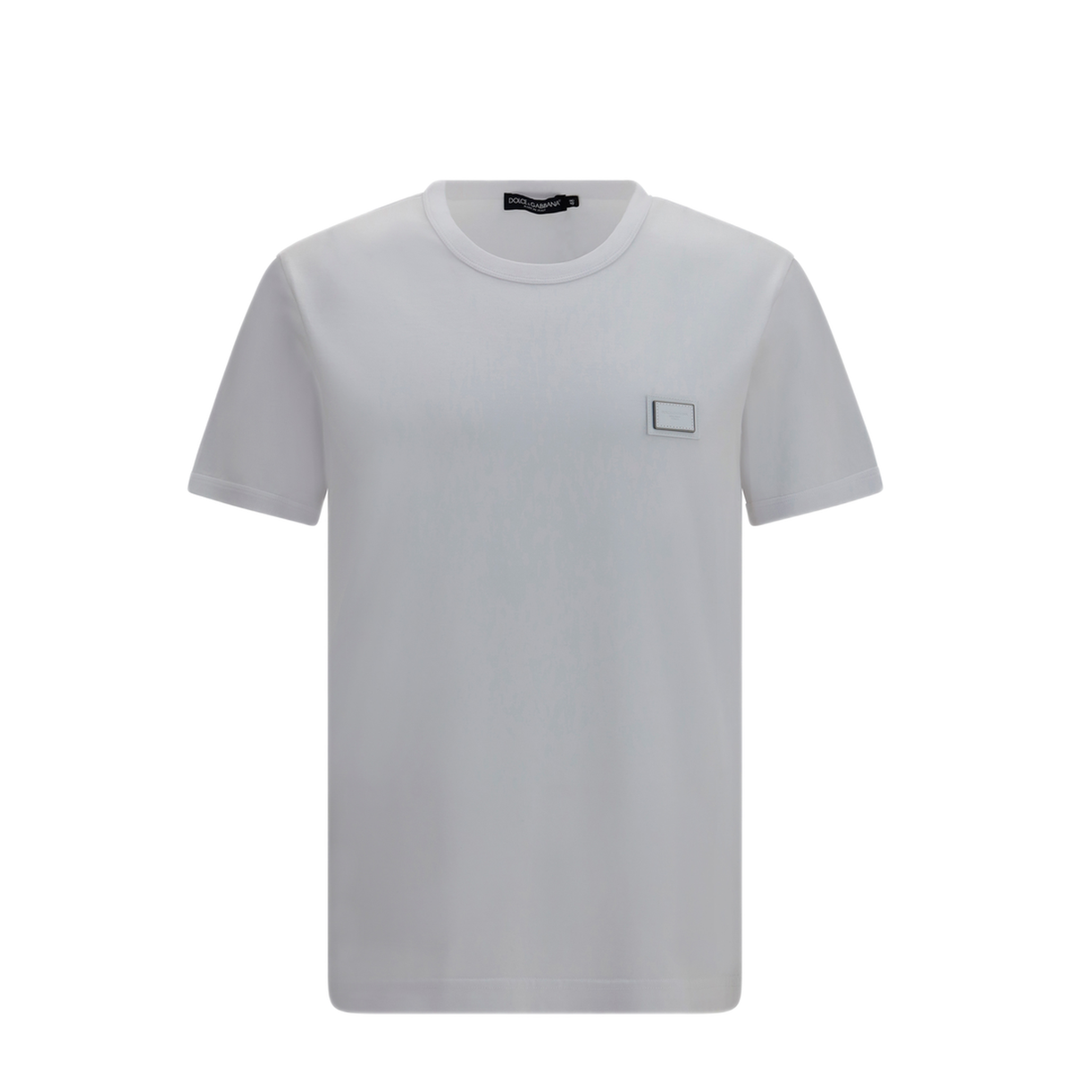 Cotton T-Shirt With Logo Plaque In Optic White