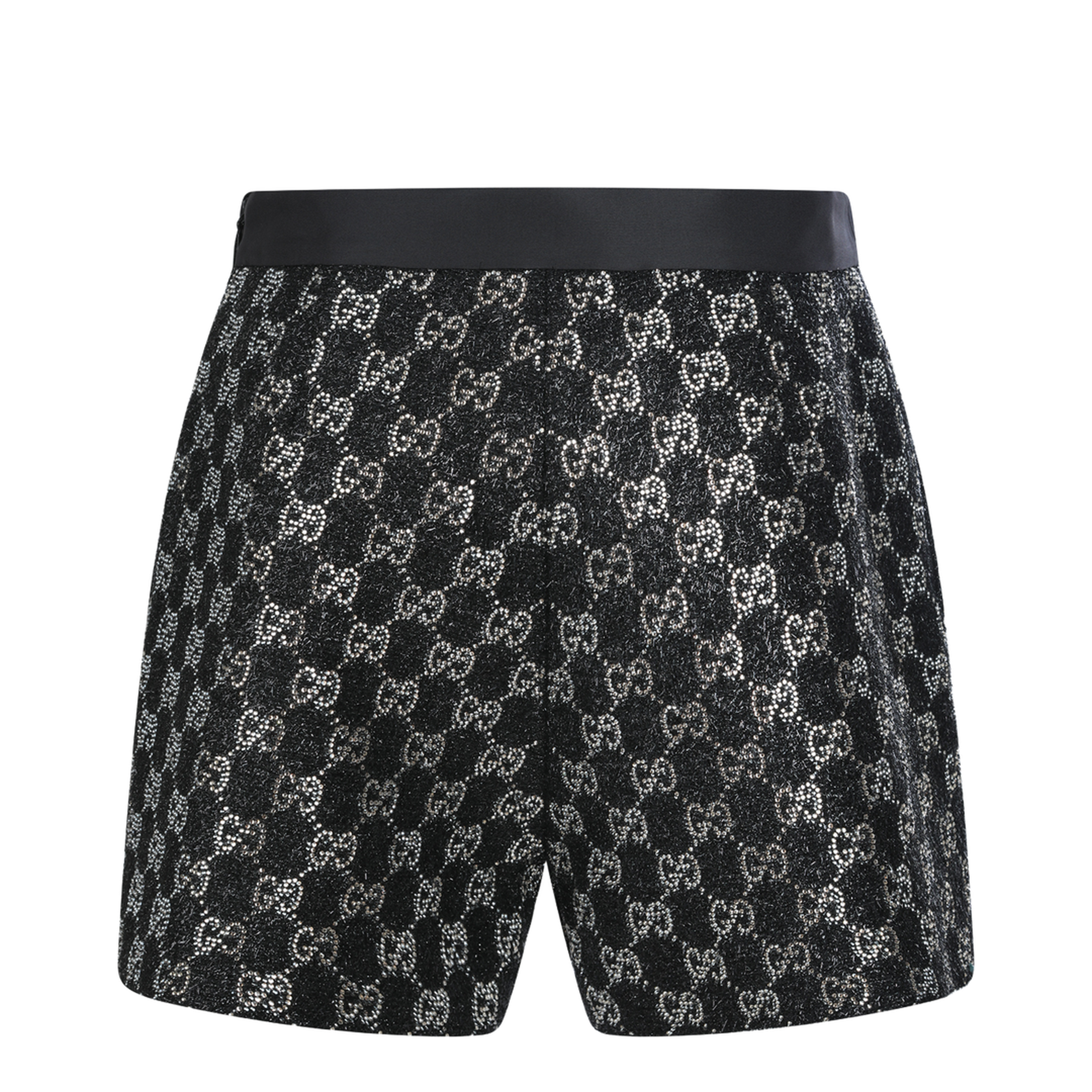 Embroidered Wool Tweed Lamé Shorts