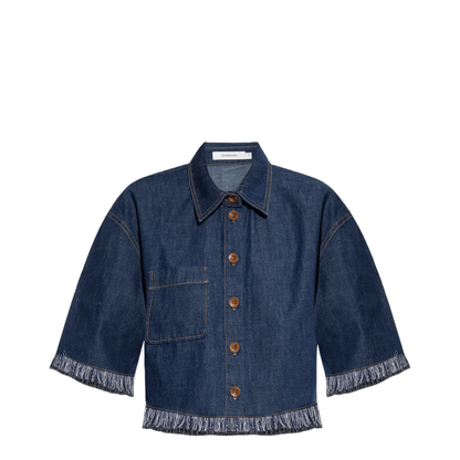 Denim Shirt with Fringes